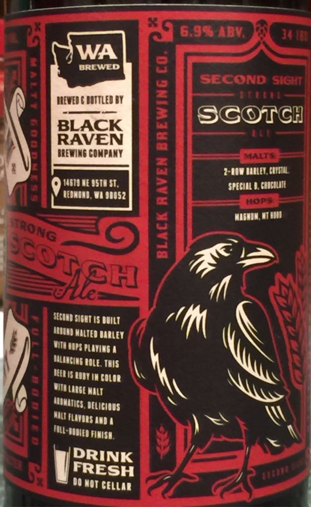 Second Sight  - Black Raven Brewing Co (22 fl. oz.) alcohol collectible [Barcode 854535005227] - Main Image 2