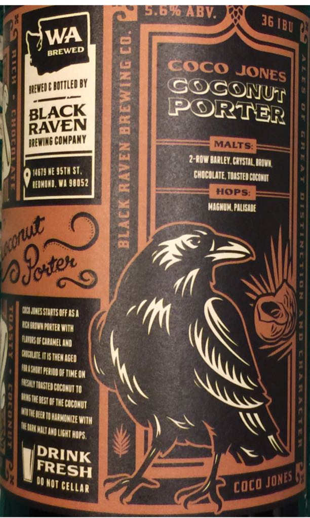 Coco Jones  - Black Raven Brewing Co (22 fl. oz.) alcohol collectible [Barcode 854535005258] - Main Image 2