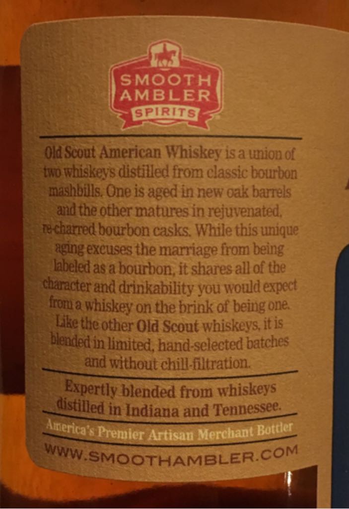 Smooth Ambler Old Scout American Whiskey - Smooth Ambler (750mL) alcohol collectible [Barcode 854570002304] - Main Image 2