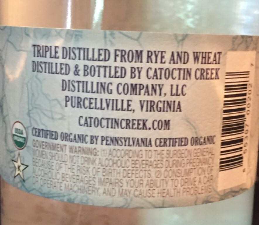 Catoctin Creek Watershed - Catoctin Creek (750 mL) alcohol collectible [Barcode 855397002027] - Main Image 2