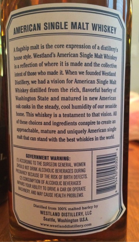 Garryana 2018 - Westland Distillery (750 mL) alcohol collectible [Barcode 855410003024] - Main Image 2