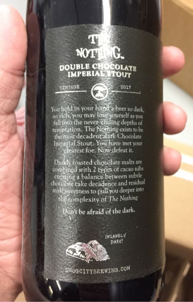 The Nothing  - Smog City Brewing Co. (500 mL) alcohol collectible [Barcode 855731005011] - Main Image 2