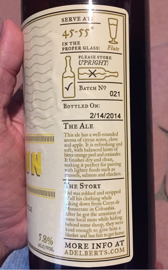 Naked Nun - Adelbert’s Brewery (750 mL) alcohol collectible [Barcode 855766003327] - Main Image 2