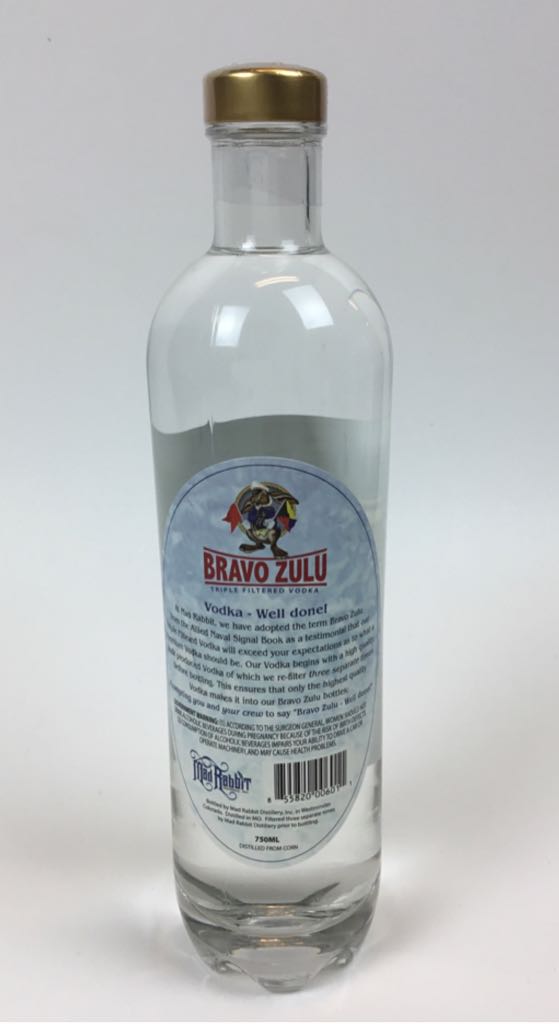 Mad Rabbit Bravo Zulu Vodka - Mad Rabbit Distillery (750mL) alcohol collectible [Barcode 855820006011] - Main Image 2
