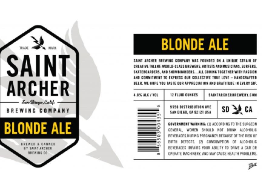 Blonde Ale - Saint Archer Brewing Co (355 mL) alcohol collectible [Barcode 856503004355] - Main Image 2