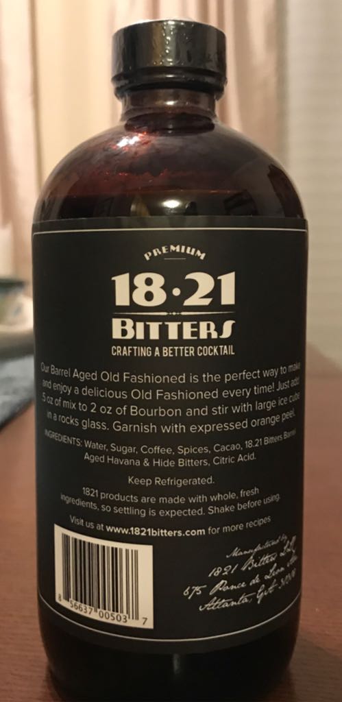 1821 Cocktail  - 1821 Bitters (16 fl. oz.) alcohol collectible [Barcode 856637005037] - Main Image 2