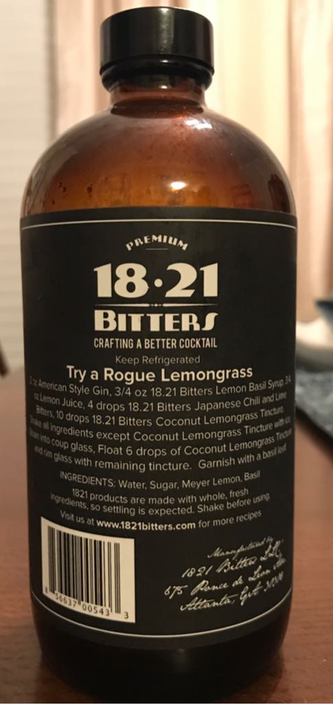 Lemon Basil - 1821 Bitters (16 fl. oz.) alcohol collectible [Barcode 856637005433] - Main Image 2