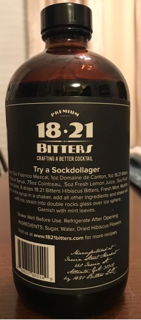 Hibiscus - 1821 Bitters (16 fl. oz.) alcohol collectible [Barcode 856637005549] - Main Image 2