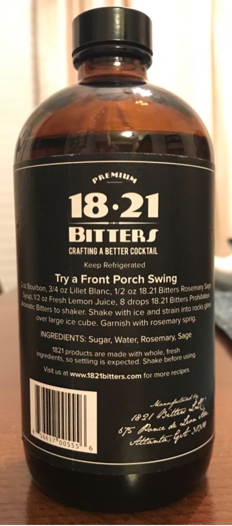 Rosemary Sage - 1821 Bitters (16 fl. oz.) alcohol collectible [Barcode 856637005556] - Main Image 2