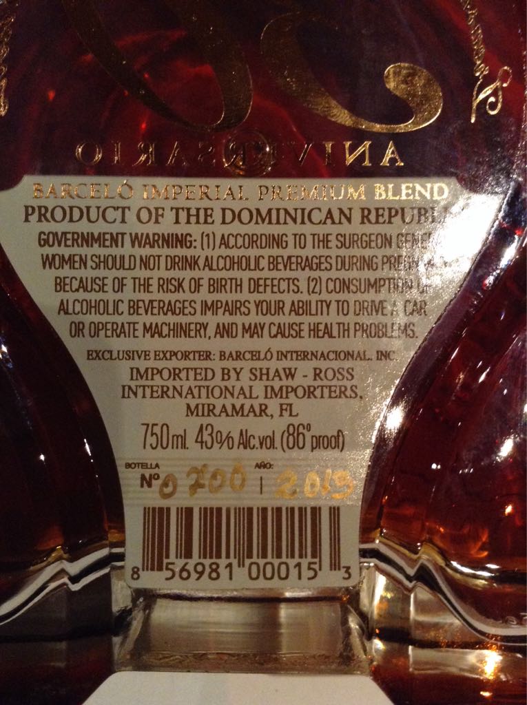 Ron Barcelo Imperial Premium Blend - Ron Barcelo (750 mL) alcohol collectible [Barcode 856981000153] - Main Image 2