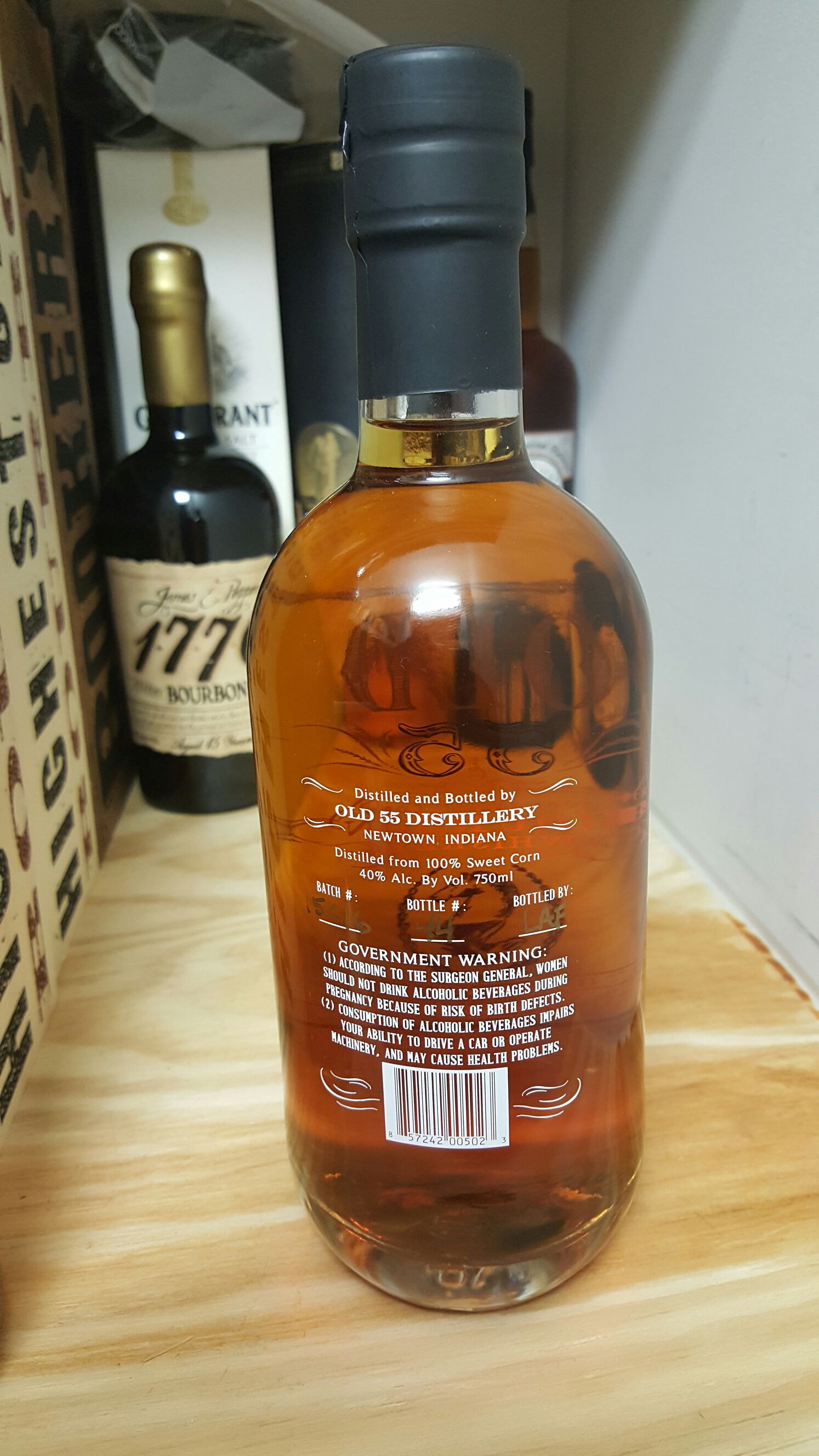 old 55 100% sweet corn Bourbon - Old 55 Distillery alcohol collectible [Barcode 857242005023] - Main Image 2