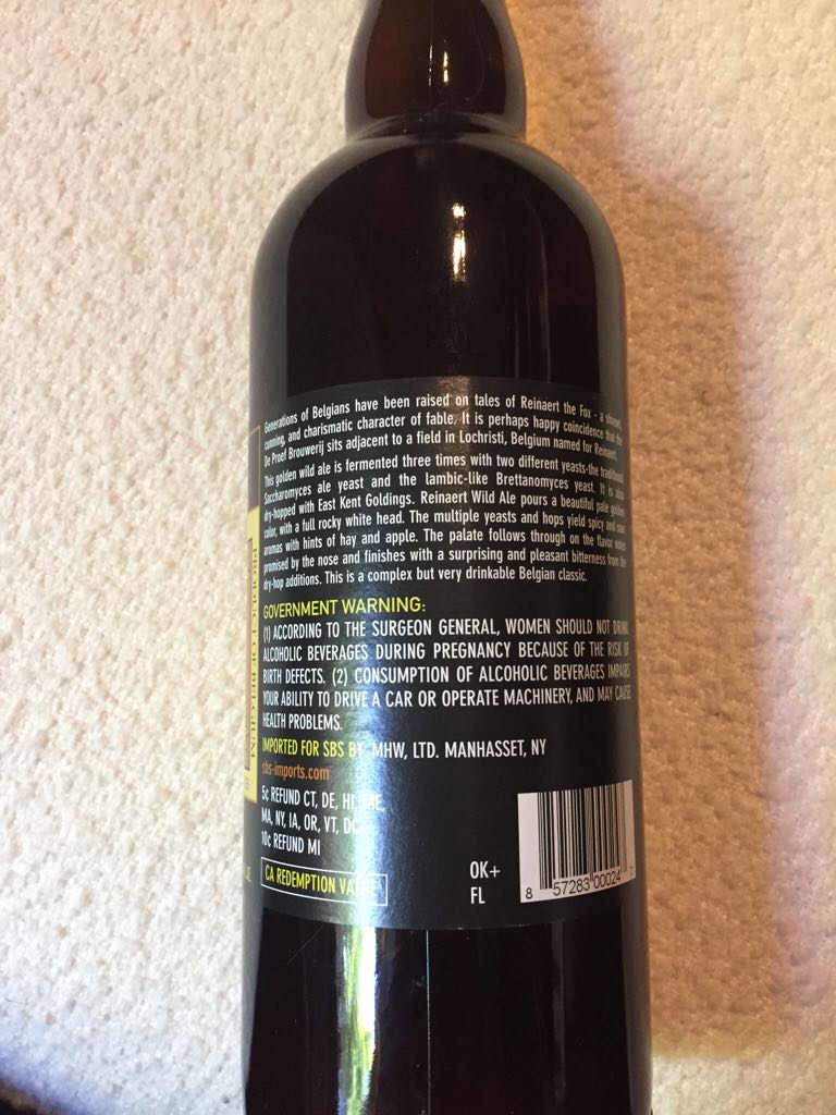 Reinaert Wild Ale - De Proef Brouwerij (750 mL) alcohol collectible [Barcode 857283000247] - Main Image 2