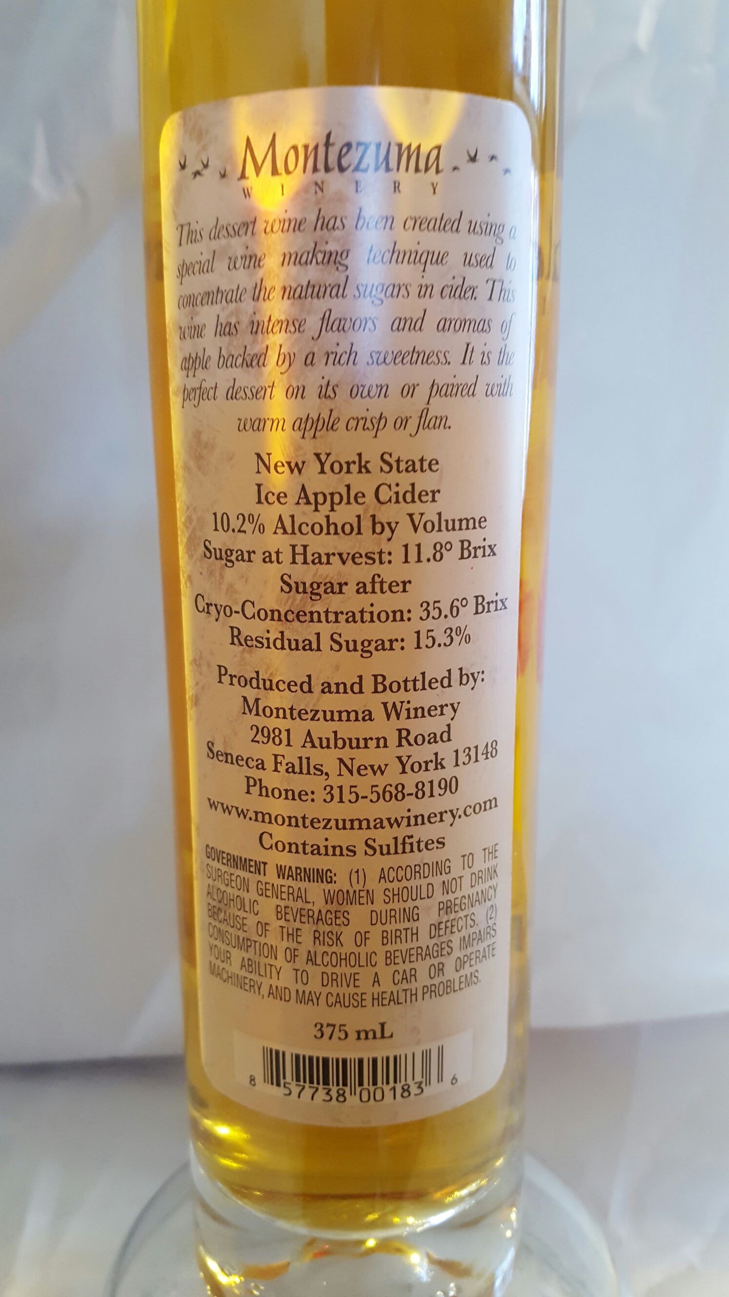 Montezuma Ice Apple Cider - Montezuma Winery (375  mL mL) alcohol collectible [Barcode 857738001836] - Main Image 2