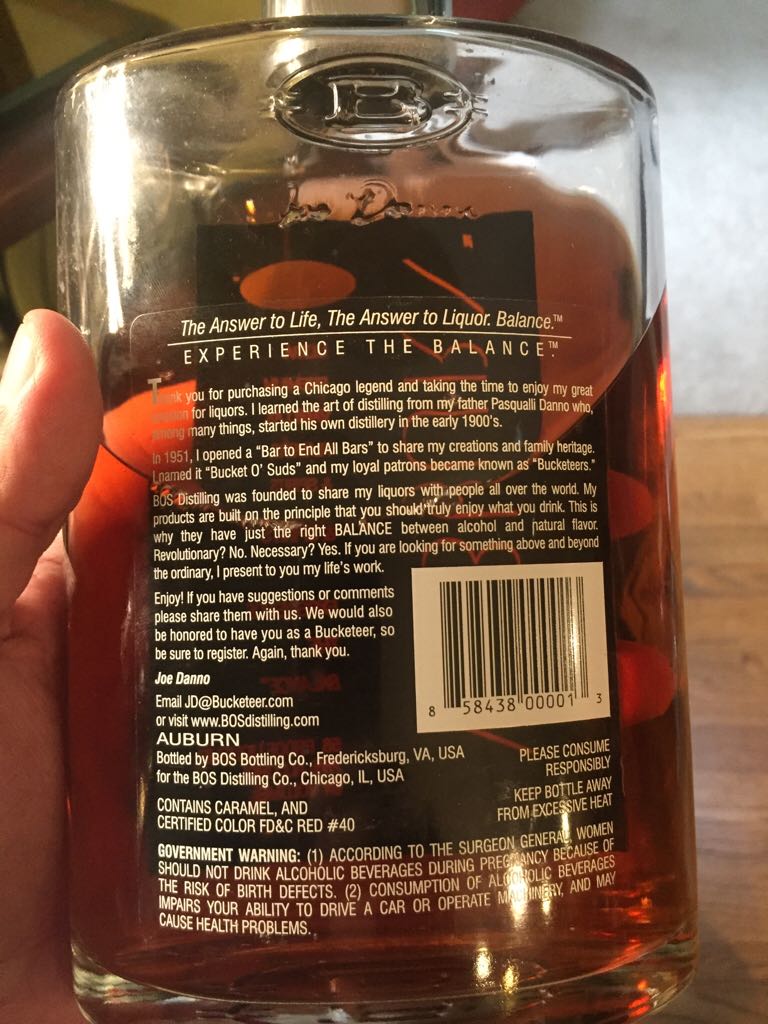 Auburn - BOS Distilling Co alcohol collectible [Barcode 858438000013] - Main Image 2