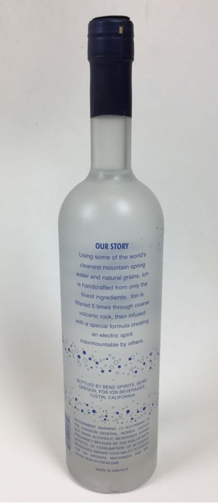 Ion Vodka - Ion Beverages (750mL) alcohol collectible [Barcode 859038002759] - Main Image 2