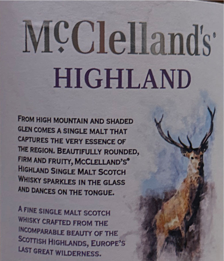 McClelland’s Highland Single Malt Scotch - T&A McClelland Ltd (750 mL) alcohol collectible [Barcode 859141004008] - Main Image 2
