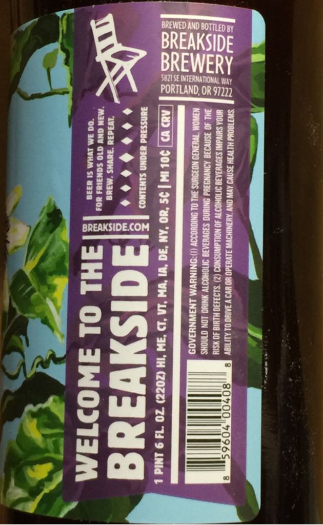 Passionfruit Sour Ale - Breakside Brewery (22 fl. oz.) alcohol collectible [Barcode 859604004088] - Main Image 2