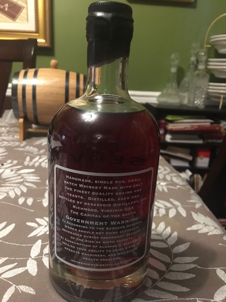 Reservoir Bourbon Whiskey SBBP - Reservoir Distillery LLC (750mL) alcohol collectible [Barcode 859620002037] - Main Image 2
