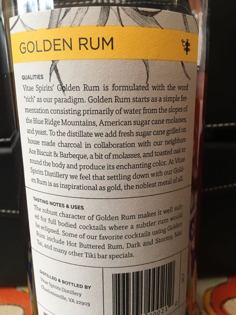 Vitae Golden Rum - Vitae Spirits alcohol collectible [Barcode 863035000212] - Main Image 2