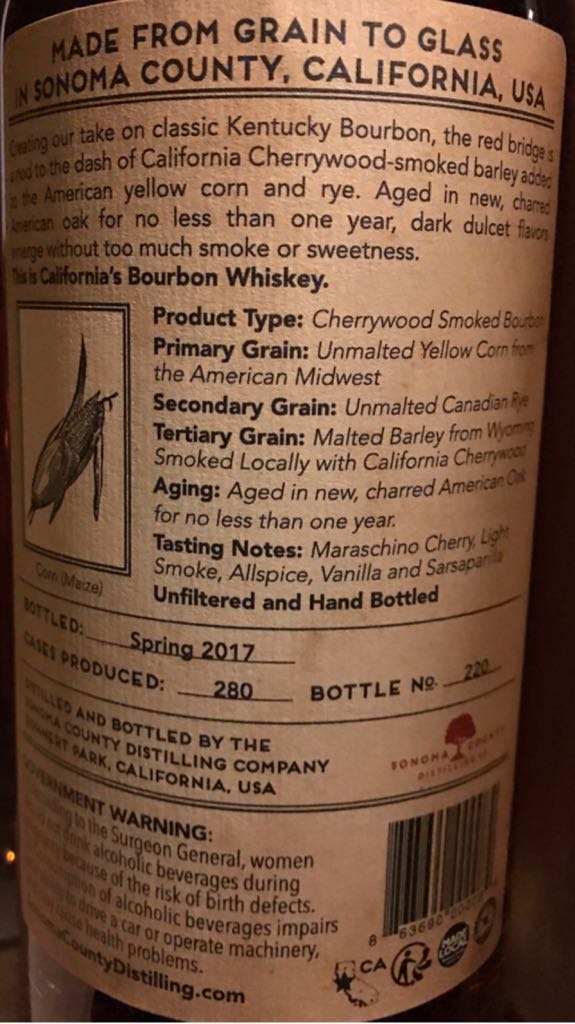 Sonoma County Distilling West of Kentucky No. 1 - Sonoma County distilling (750 mL) alcohol collectible [Barcode 863690000084] - Main Image 2