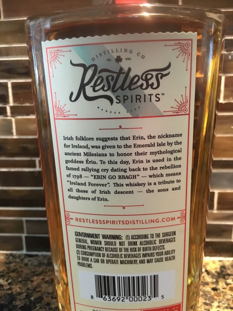 Sons Of Erin Irish Whiskey - Restless Spirits Distillery Co (750 mL) alcohol collectible [Barcode 863692000235] - Main Image 2