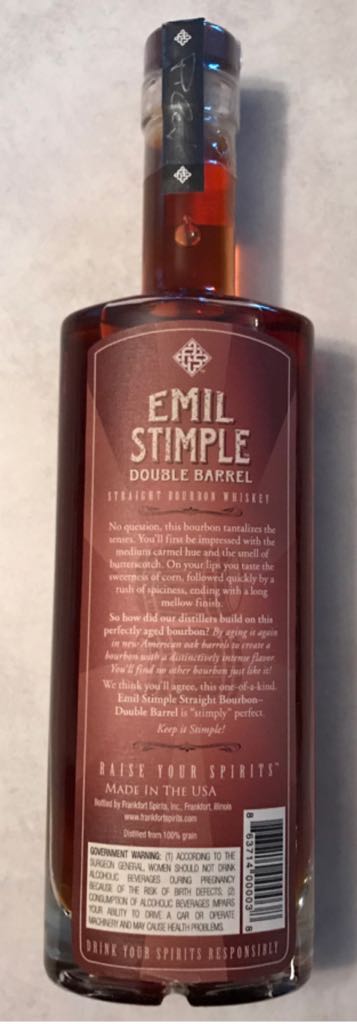 Emil Stimple Double Barrel - Frankfort Spirits, Inc. (375 mL) alcohol collectible [Barcode 863714000038] - Main Image 2