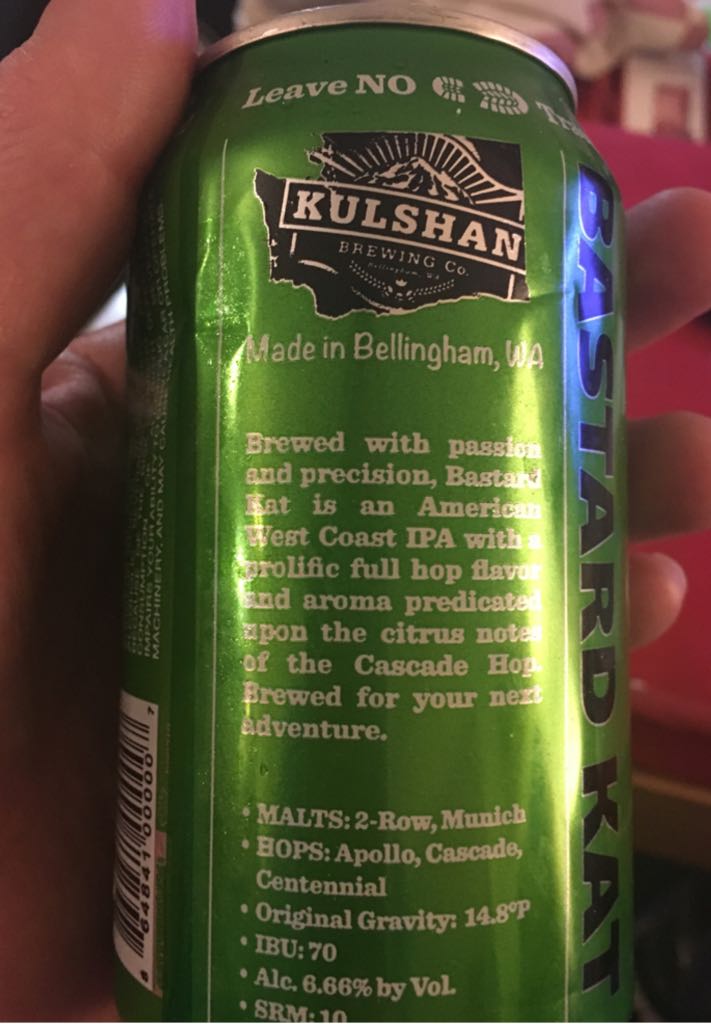 Kulshan India Pale Ale - Kulshan Brewing Co (355 mL) alcohol collectible [Barcode 864841000007] - Main Image 2