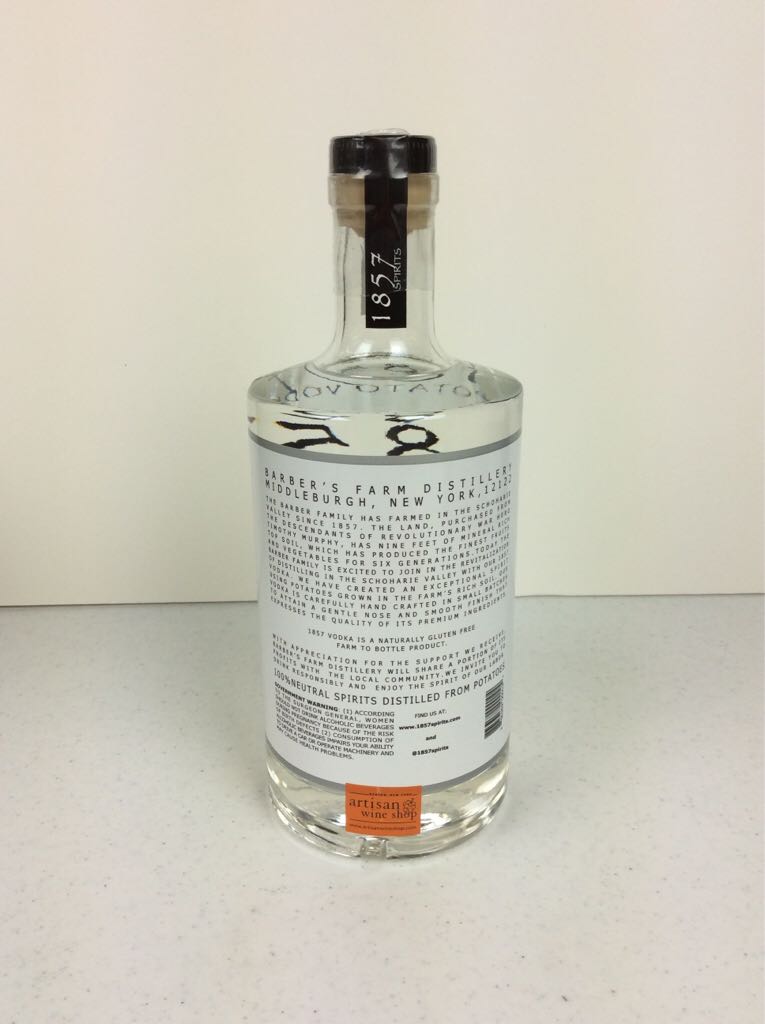 1857 Potato Vodka - Barber’s Farm Distillery (750mL) alcohol collectible [Barcode 865352000104] - Main Image 2