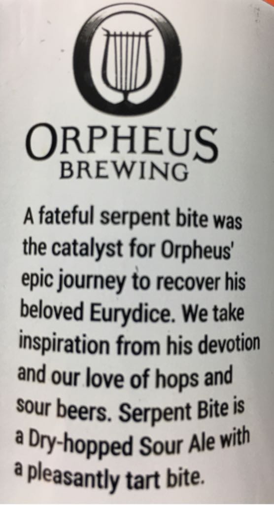 Serpent Bite - Orpheus Brewing (12 fl. oz.) alcohol collectible [Barcode 867482000085] - Main Image 2