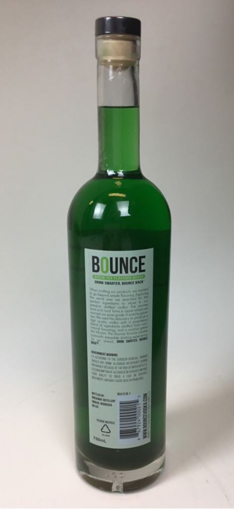 Bounce Green Tea Flavored Vodka - Brickway Distillery (750mL) alcohol collectible [Barcode 867924000215] - Main Image 2