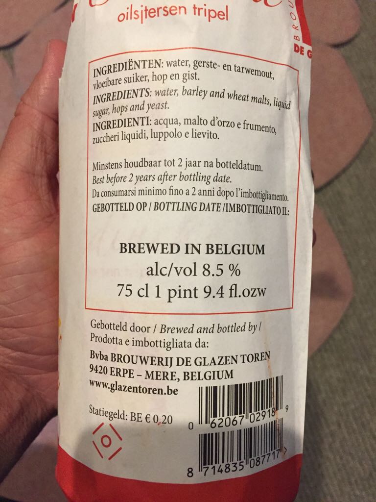 Ondineke Oilsjtersen Tripel - KleinBrouwerij De Glazen Toren (750 mL) alcohol collectible [Barcode 8714835087717] - Main Image 2