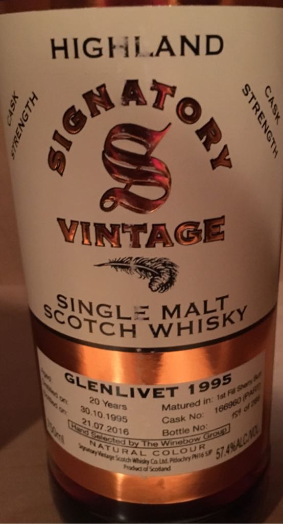 Signatory Glenlivet 1995 - Glenlivet (750 mL) alcohol collectible [Barcode 873094004922] - Main Image 1