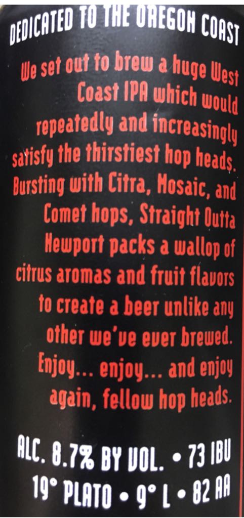 Straight Outta Newport...Oregon - Rogue Ales (16 fl. oz.) alcohol collectible [Barcode 876529000094] - Main Image 2