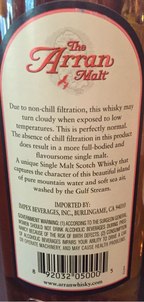 The Arran 10 Years - Isle Of Arran Distillers (750 mL) alcohol collectible [Barcode 892032050005] - Main Image 2