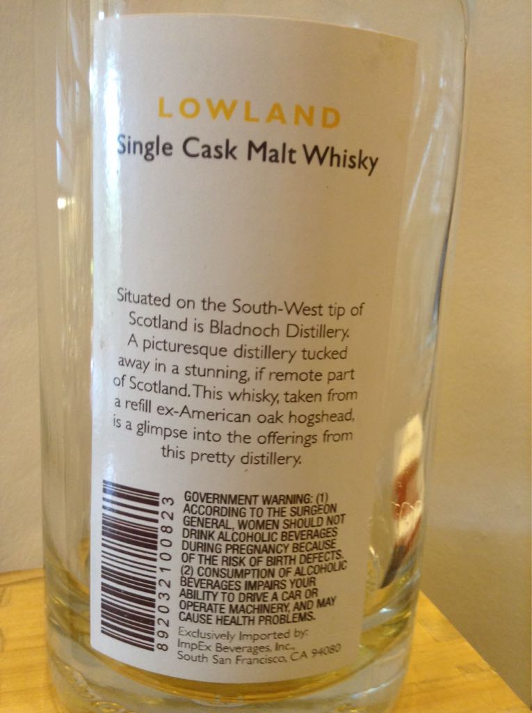 The Exclusive Malts Bladnoch 1992 21yo - Bladnoch (750 mL) alcohol collectible [Barcode 892032100823] - Main Image 2