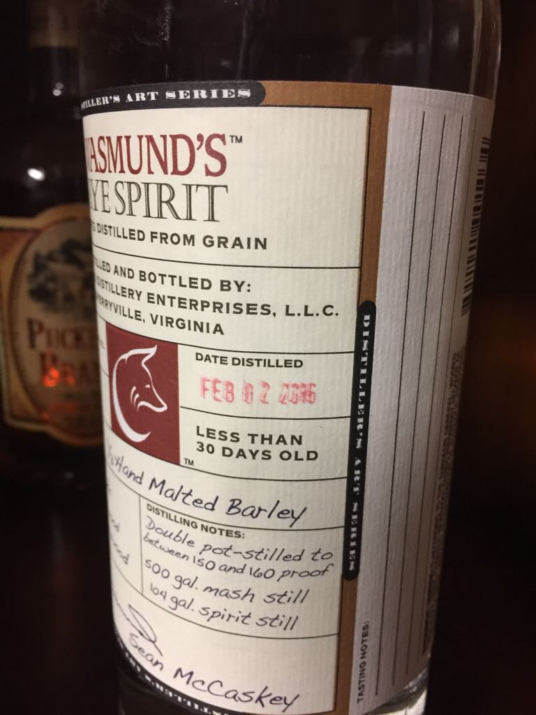Wasmund’s Rye Spirit - Copper Fox Distillery alcohol collectible [Barcode 892241001034] - Main Image 2