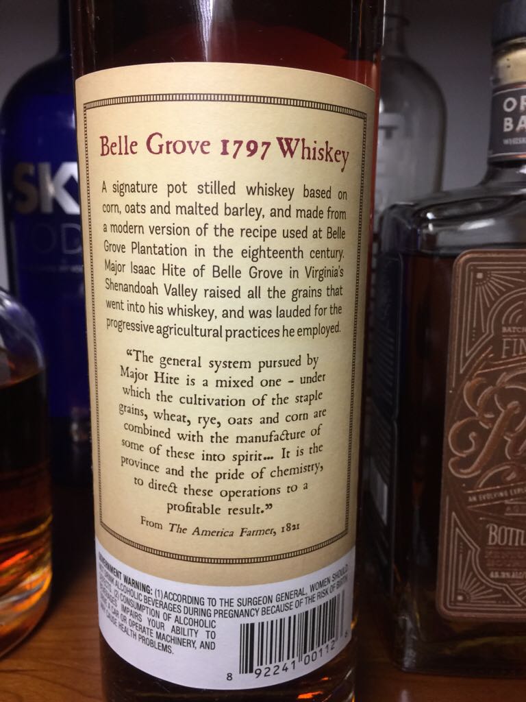 Belle Grove 1797 Whiskey  - Copper Fox Distillery (750 mL) alcohol collectible [Barcode 892241001126] - Main Image 2