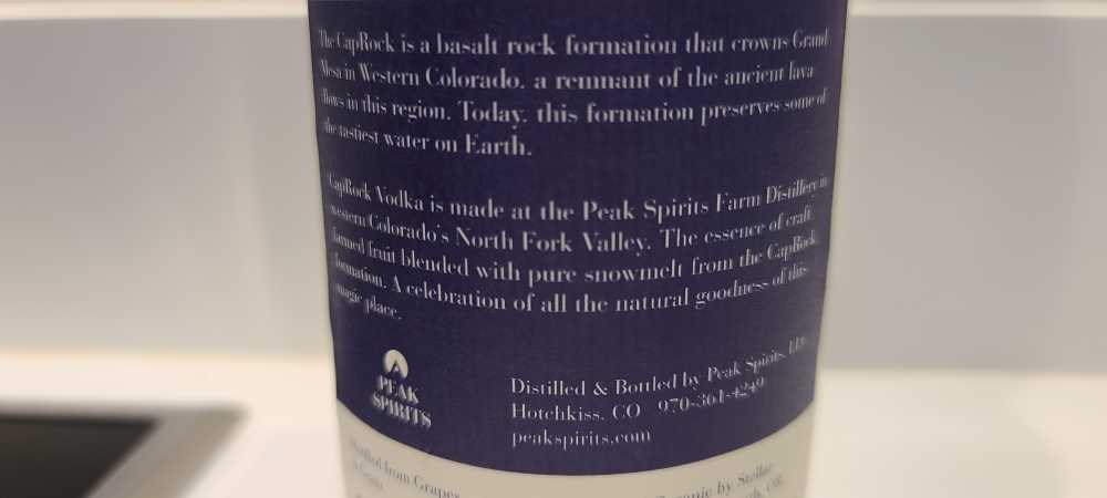Cap Rock Organic Vodka - Peak Spirits alcohol collectible [Barcode 893124002018] - Main Image 2