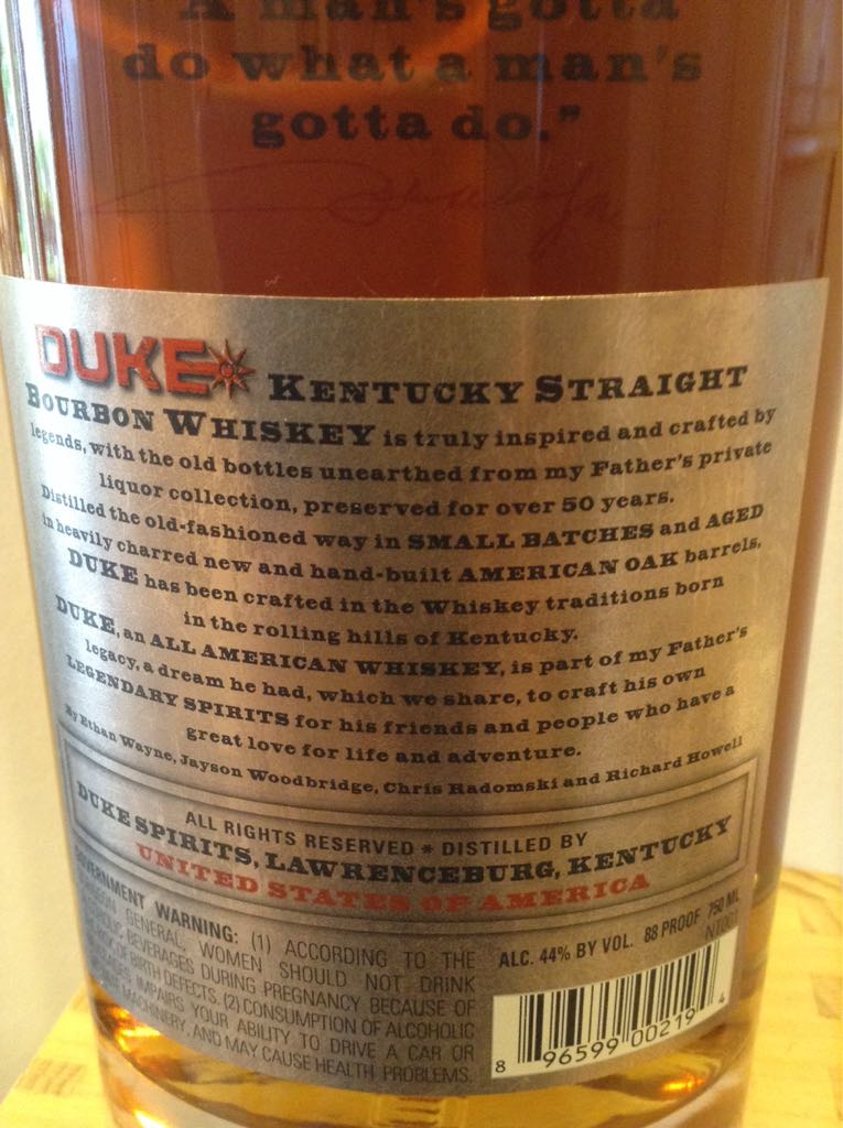 Duke Bourbon - Monument Valley Distiller (750 mL) alcohol collectible [Barcode 896599002194] - Main Image 2