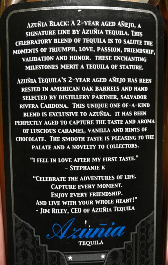 Azunia Black - Azunia (750 mL) alcohol collectible [Barcode 897216002184] - Main Image 2