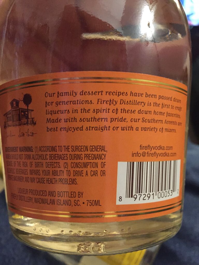 Southern Accents Peach Cobbler - Firefly Distillery (750 mL) alcohol collectible [Barcode 897291000532] - Main Image 2