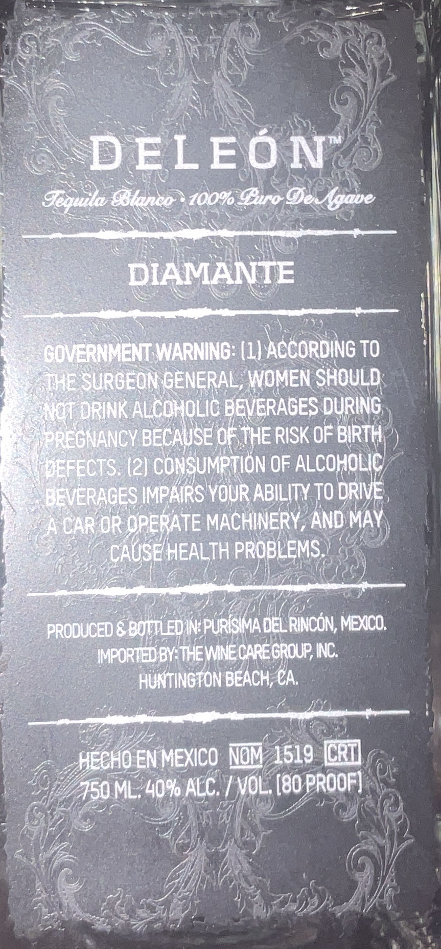 Deleón Blanco Diamante - Purìsima Del Rincòn (750 mL) alcohol collectible [Barcode 898017002007] - Main Image 3