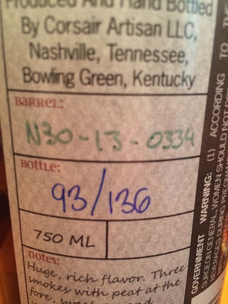 Corsair Triple Smoke - Single Barrel Binny’s Edition - Corsair Artisan LLC (750 mL) alcohol collectible [Barcode 899119002353] - Main Image 2