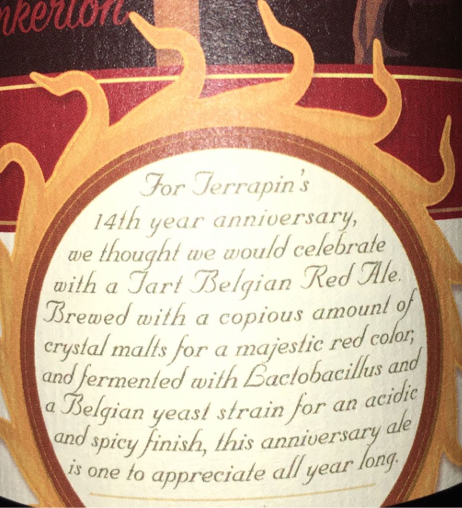 14th Anniversary Ale - Terrapin Beer CO (22 fl. oz.) alcohol collectible [Barcode 899539000748] - Main Image 2
