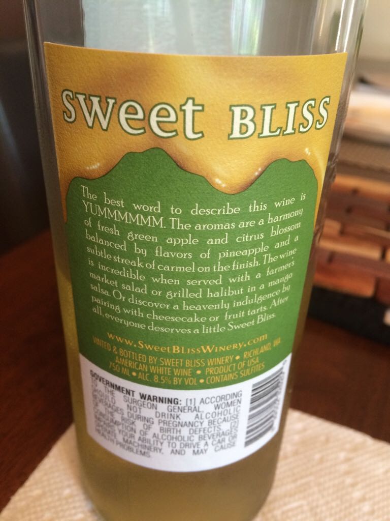 Sweet Bliss - Sweet Bliss Winery (750 mL) alcohol collectible [Barcode 899552325200] - Main Image 2