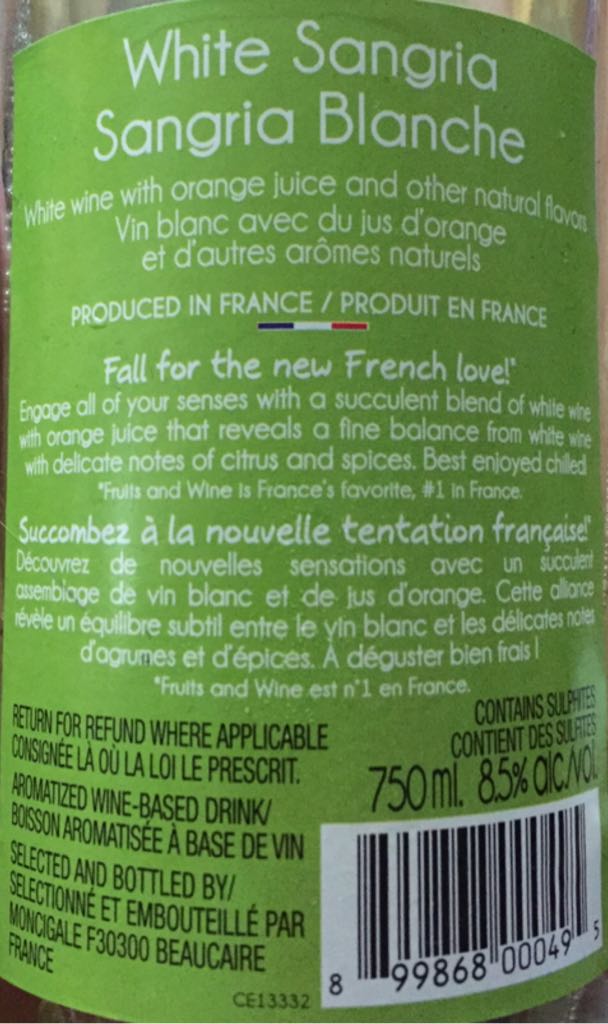 Fruits And Wine - Moncigale (750 mL) alcohol collectible [Barcode 899868000495] - Main Image 2