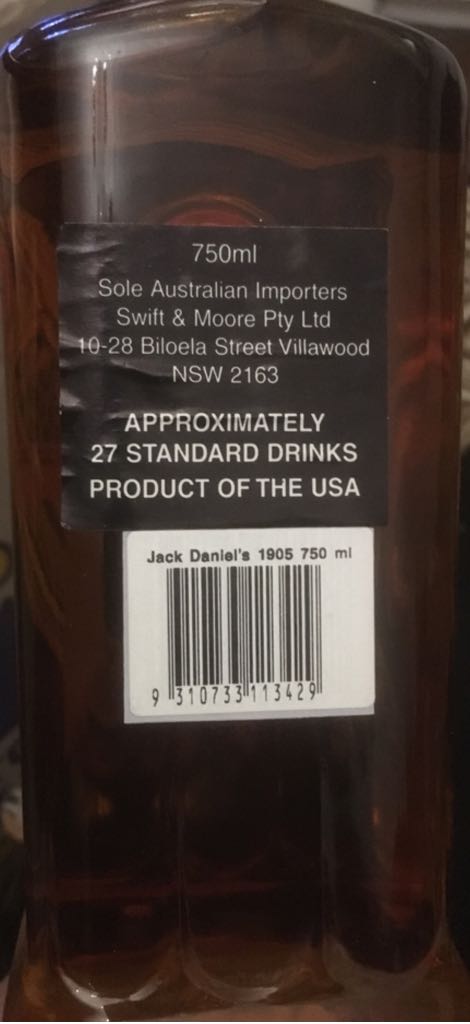 Jack Daniels 1905 Gold Medal - Jack Daniel’s Distillery, Lynchburg, TN (750 mL) alcohol collectible [Barcode 9310733113429] - Main Image 2
