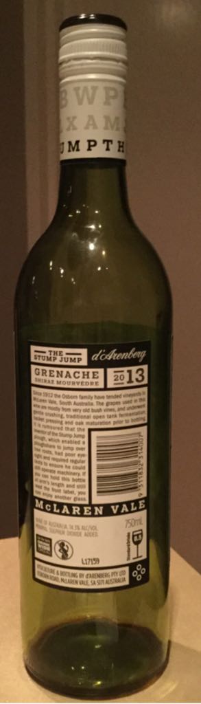 The Stump Jump ARGRW CFCNP WNDIO  - McLaren vale D‘Arenberg (750 mL) alcohol collectible [Barcode 9311832314007] - Main Image 2