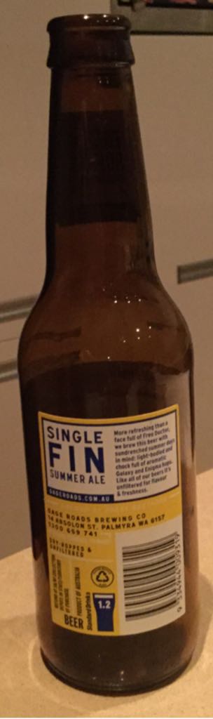 Single Fin - Gage Roads Brewing Co. (330mL) alcohol collectible [Barcode 9334944009319] - Main Image 2