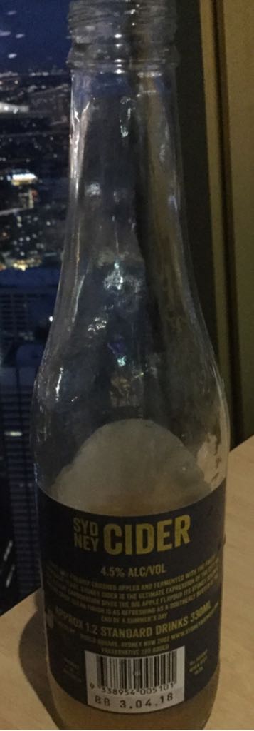 Sydney Cider - Sydney Brewery (330mL) alcohol collectible [Barcode 9338954005101] - Main Image 2